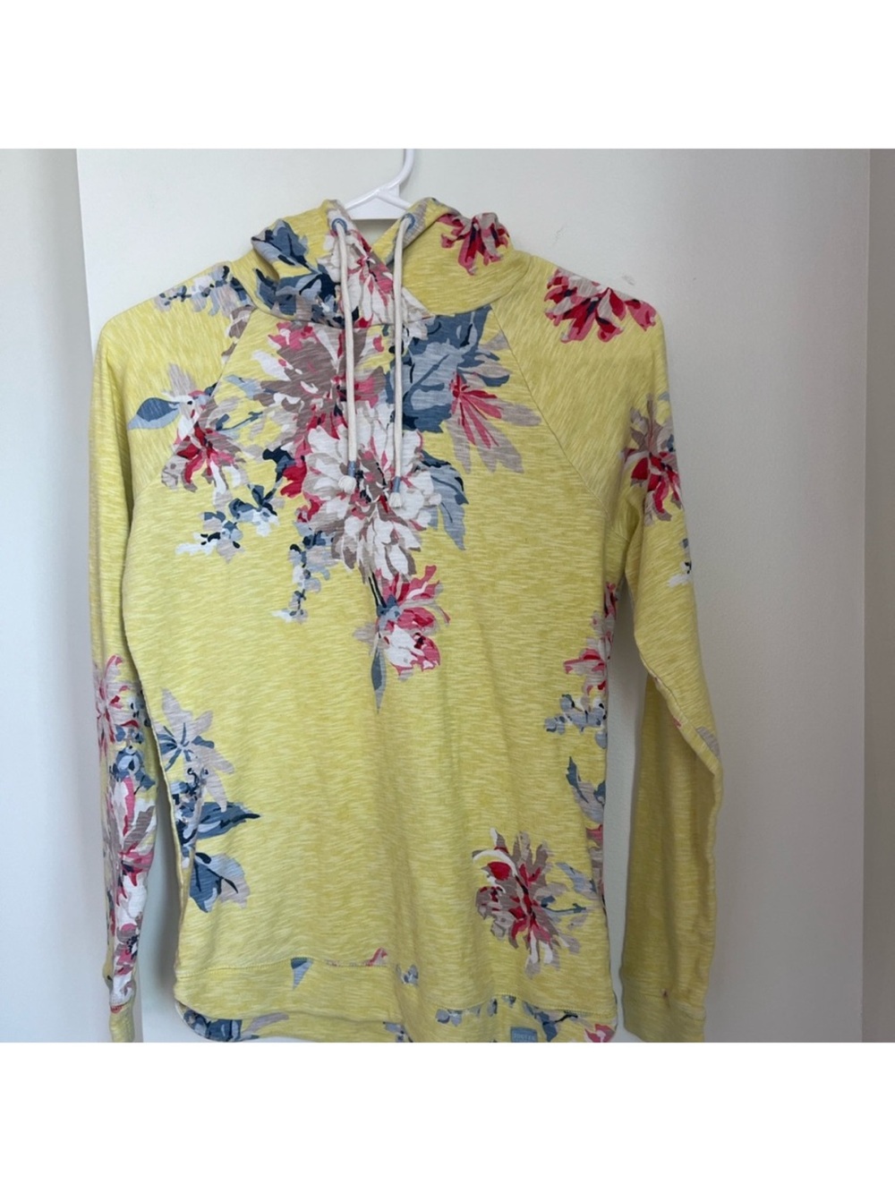 Joules yellow floral hoodie shirt blouse 6